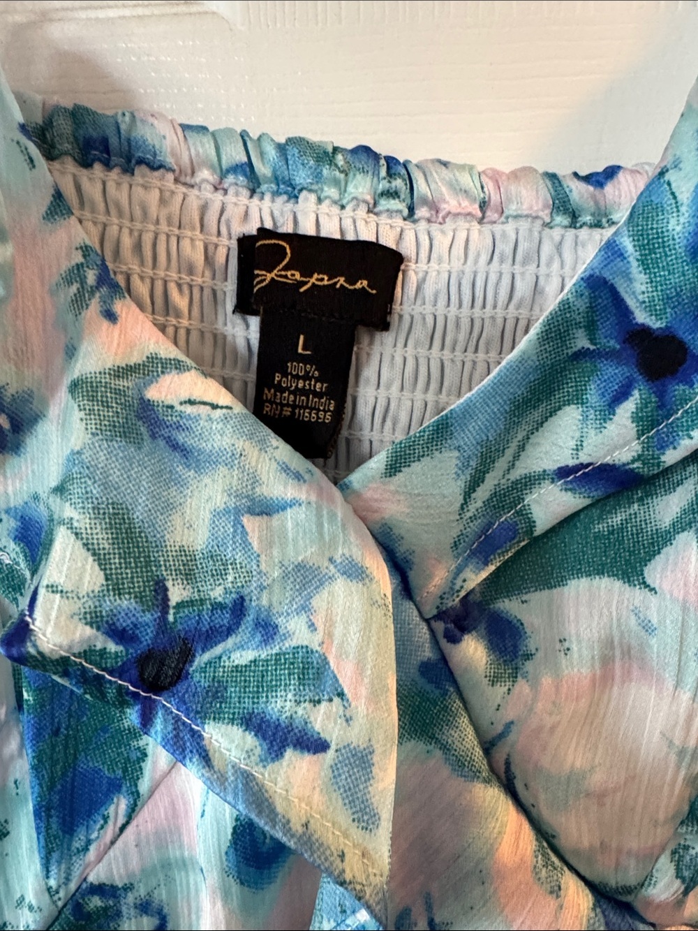 Floral Blue & White Ruffle High-Low Dress - Picture 2 of 6